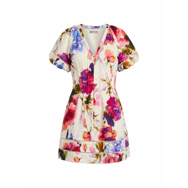 ニコラスカークウッド レディース ワンピース トップス Annika ss lattice-trim floral-print mini dress Neutrals|asty