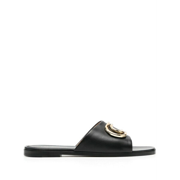 象牙色 レディース サンダル シューズ Paperclip leather sandals Black