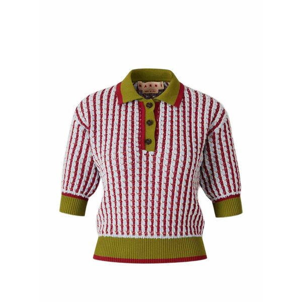 マルニ レディース ポロシャツ トップス Cropped polo shirt Red｜asty