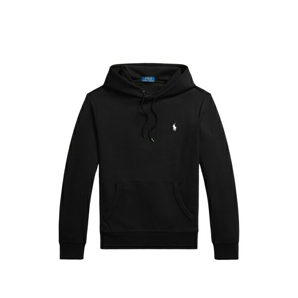 ラルフローレン メンズ パーカー・スウェットシャツ アウター Logo-embroidered drawstring hoodie Black
