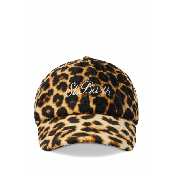 エムシーツーセイントバース レディース 鳥打ち帽 付属物 Leopard-print logo-embroidered baseball cap Neutrals