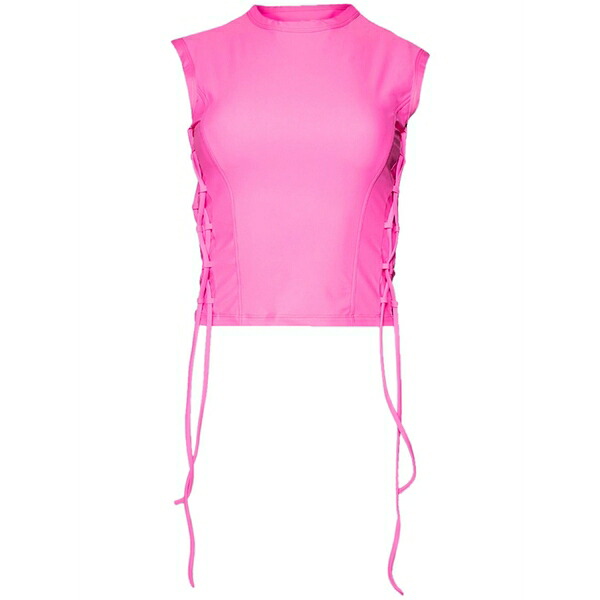 ヴェトモン レディース カットソー トップス Lace-up crop top Pink｜asty 103,400円