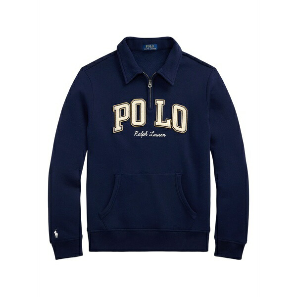ラルフローレン メンズ パーカー・スウェットシャツ アウター Logo-embroidered half-zip sweatshirt Blue