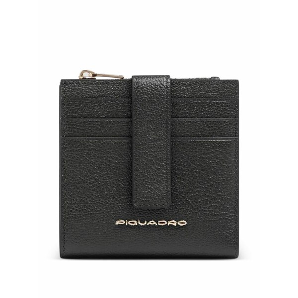 ピークアドロ  レディース 紙入れ 付属品 Grained-leather cardholder Black