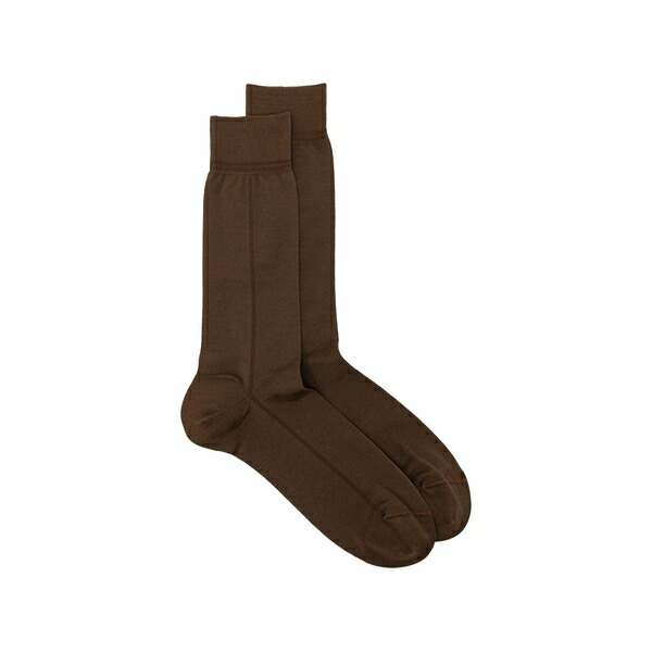 ゼニア メンズ ソックス アンダー御召しもの Tonal-stitching socks Brown