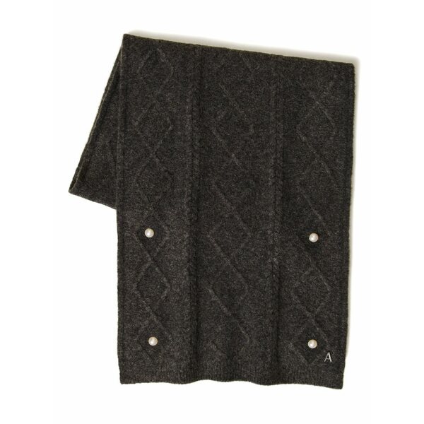 ツイン仕掛ける レディース 消音装置・袈裟・えり巻き 佩び物 Pearl-embellished cable-knit scarf Grey