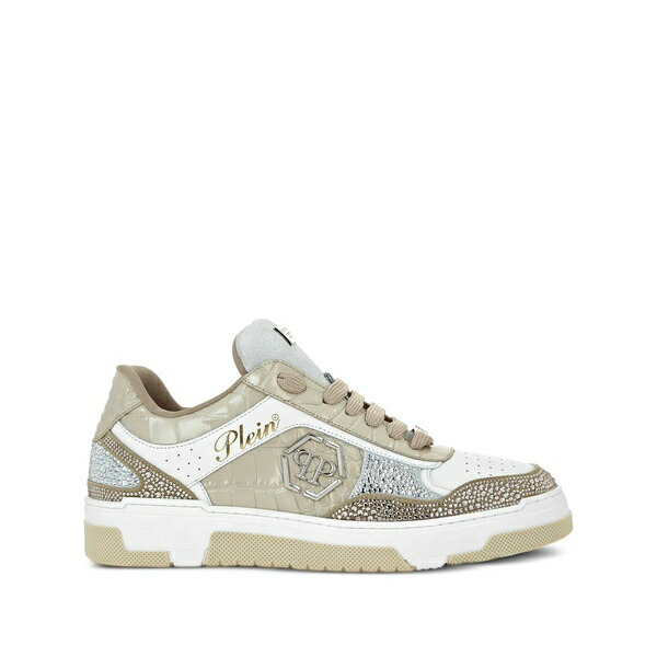 フィリップ飾り気のない メンズ スニーカー シューズ Crystal-embellished crocodile-effect sneakers Neutrals