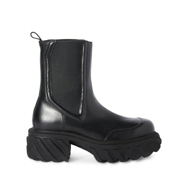 オフホワイト レディース ブーツ シューズ Tractor motor leather boots Black|asty