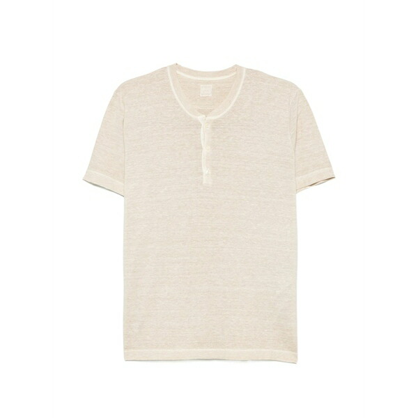 １２０％リノ メンズ Tシャツ トップス Buttoned short-sleeve t-shirt Neutrals｜asty