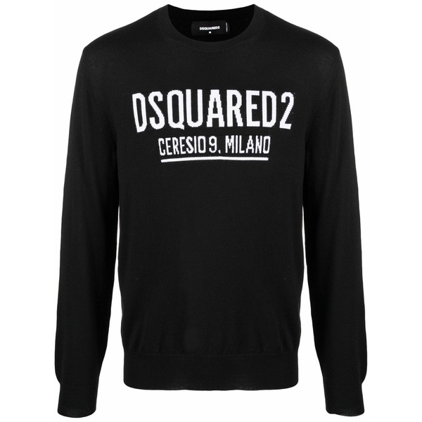 ディースクエアード メンズ パーカー・スウェットシャツ アウター Ceresio crew-neck intarsia-knit jumper Black