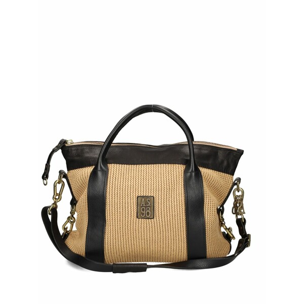 エーエス98 レディース トートバッグ 御徒面子 Woven panelled tote bag Neutrals