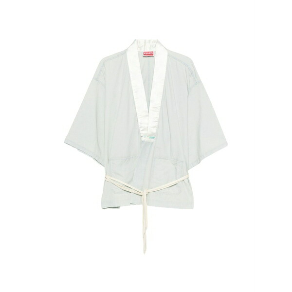ケンゾー メンズ プルオーバー トップス Contrast-collar wrap shirt Blue