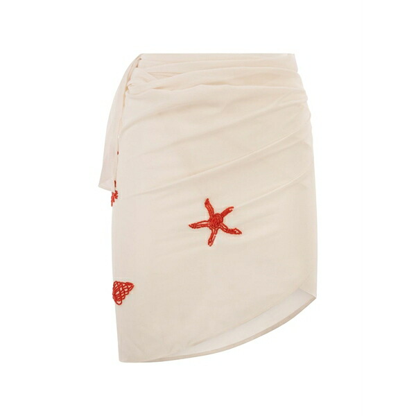 エムシーツーセイントバース レディース スコート ボトムス Embroidered mid wrap skirt White