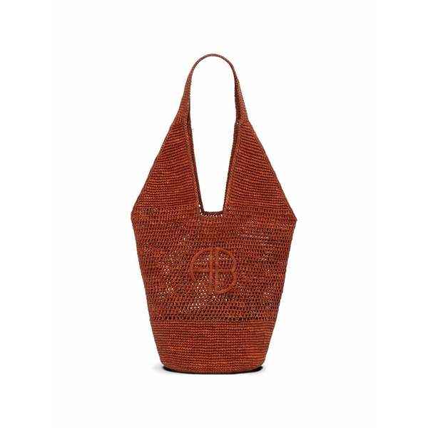 アニービン レディース トートバッグ 御徒面子 Leah logo raffia tote bag Red