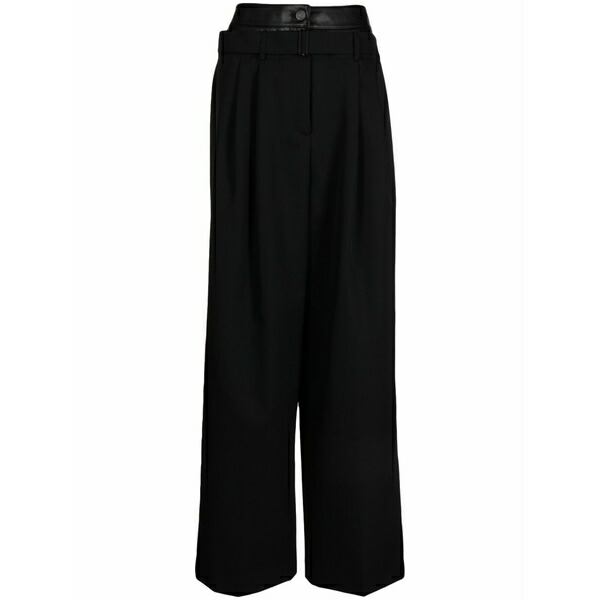 ジュン・ジー レディース 心地好いズボン下 ボトムス Double-layer wide-leg wool trousers Black