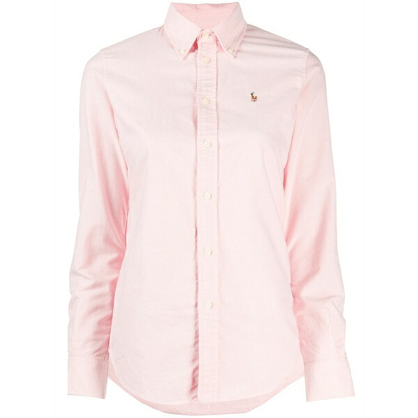 ラルフローレン レディース プルオーバー トップス Embroidered-logo button-down shirt  Pink