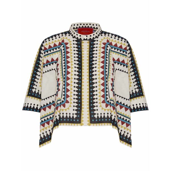 ラ・ダブル・ジェイ レディース ティーシャツ トップス Geometric-print cotton shirt White