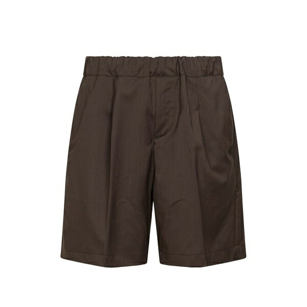御召しものメイン メンズ 心地好いズボン下 ボトムス Pleated virgin wool shorts Brown