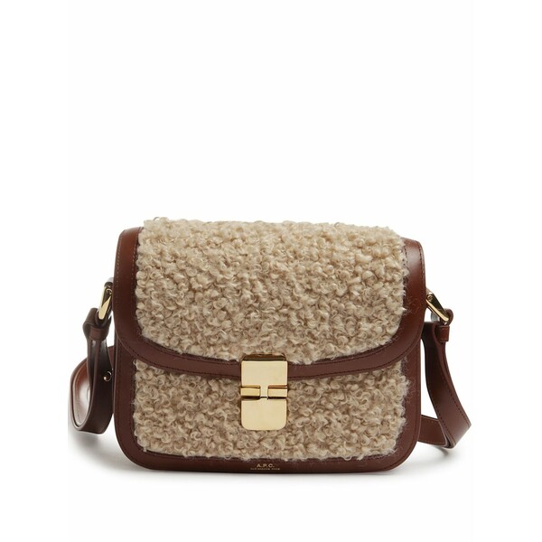 アーペーセー レディース ショルダーバッグ バッグ Faux-fur detailing shoulder bag Neutrals｜asty