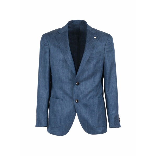 ルイジ・ビアンキ・マントヴァ メンズ 上衣＆上衣 アウター Herringbone single-breasted blazer Blue