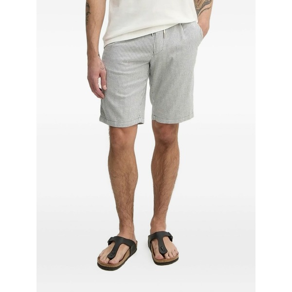 ジョープ メンズ 心地よいズボン下 ボトムス Striped-pattern cotton-linen blend shorts Blue