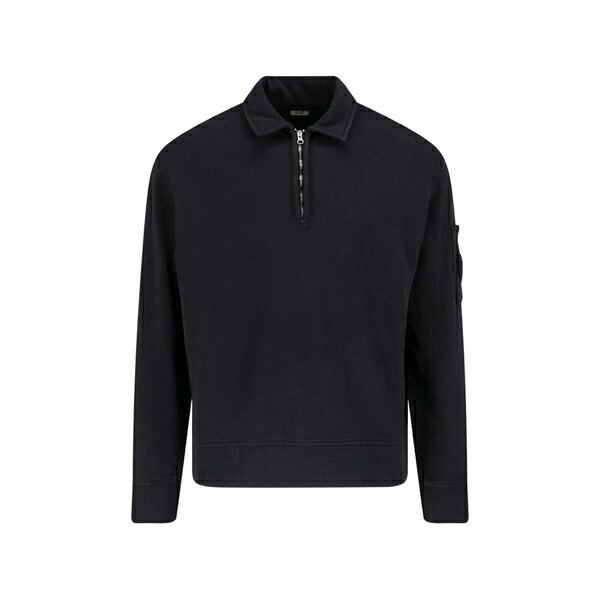 シーピーカンパニー メンズ パーカー・スウェットシャツ アウター Lens-detail half-zip sweatshirt Black