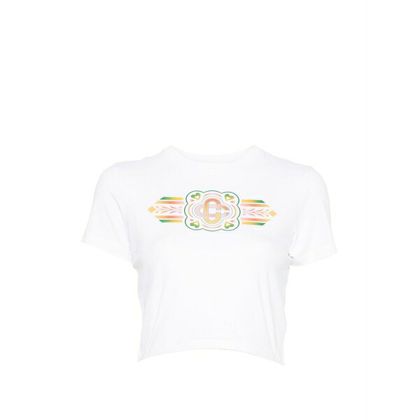 カサブランカ レディース プルオーバー トップス Logo-print t-shirt White