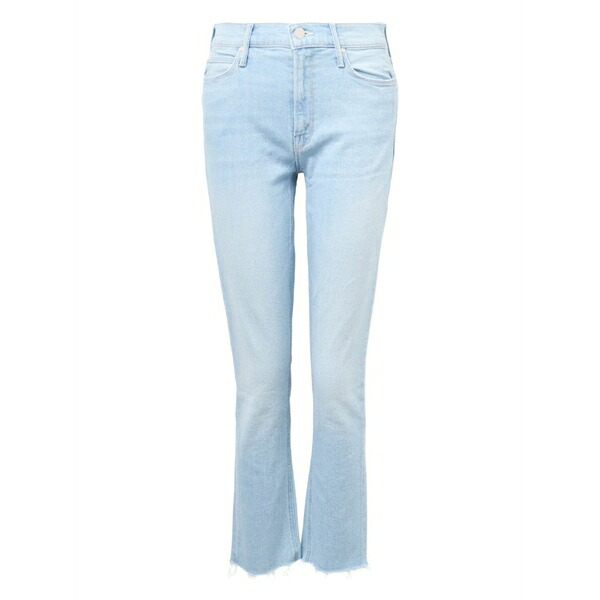 お母さん レディース ジーンズズボン下 ボトムス Dazzler crop fray jeans Blue