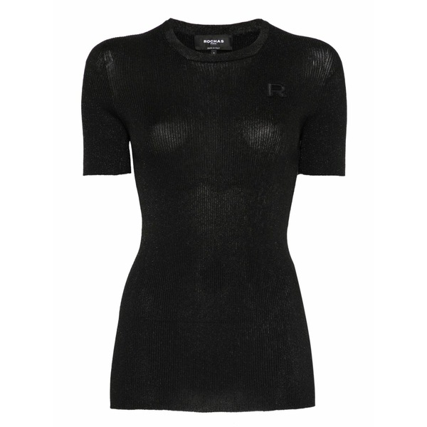 ロシャス レディース 編み物\u0026プルオーバー アウター Logo-appliqu￡ knitted t-shirt Black