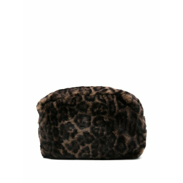 アッパリス レディース クラッチペダル御徒面子 御徒面子 Leopard-print zip clutch bag Brown
