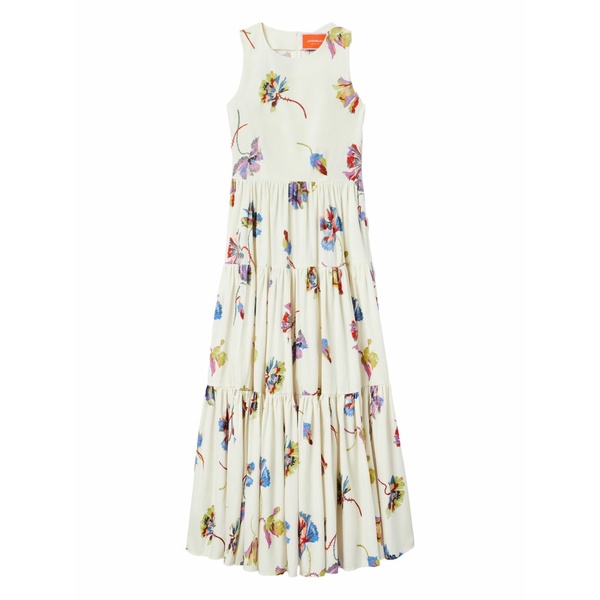 ラ・ダブル・ジェイ レディース ワンピース トップス Big sleeveless tiered floral dress White｜asty