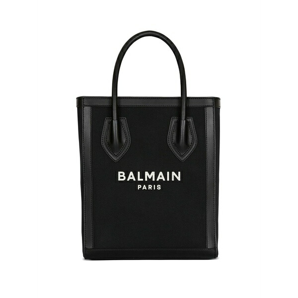 バルマン レディース トートバッグ 御徒面子 Leather-trimmed canvas tote bag Black