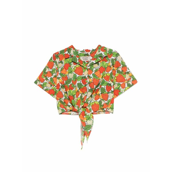 アレッサンドロエンリケス レディース ティーシャツ トップス Tie-front strawberry-print top White
