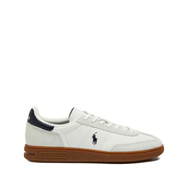 ラルフローレン メンズ スニーカー シューズ Logo-embroidered low-top sneakers White