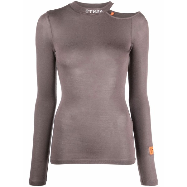 戸呂 プレストン レディース ティーシャツ トップス Cut-out top  Grey