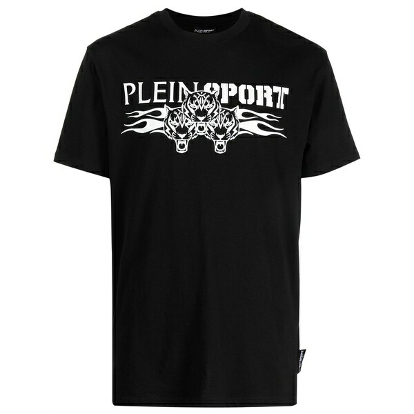 飾り気の無い運動競技 メンズ プルオーバー トップス Logo tiger-print t-shirt Black