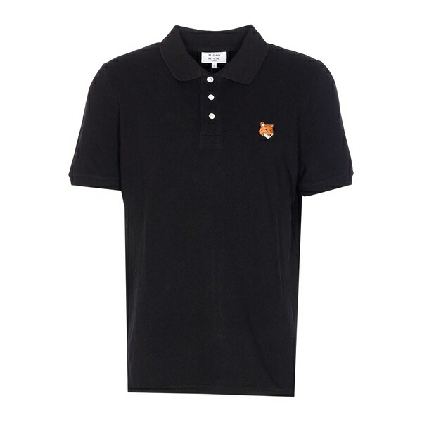 住みか 稲荷 メンズ スポーツシャツ トップス Embroidered short-sleeve polo shirt Black