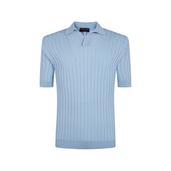 フィリッポ デ ラウレンティス メンズ プルオーバー トップス Ribbed-knit v-neck t-shirt Blue