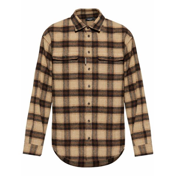 ディースクエアード メンズ ティーシャツ トップス Checkered shirt Brown