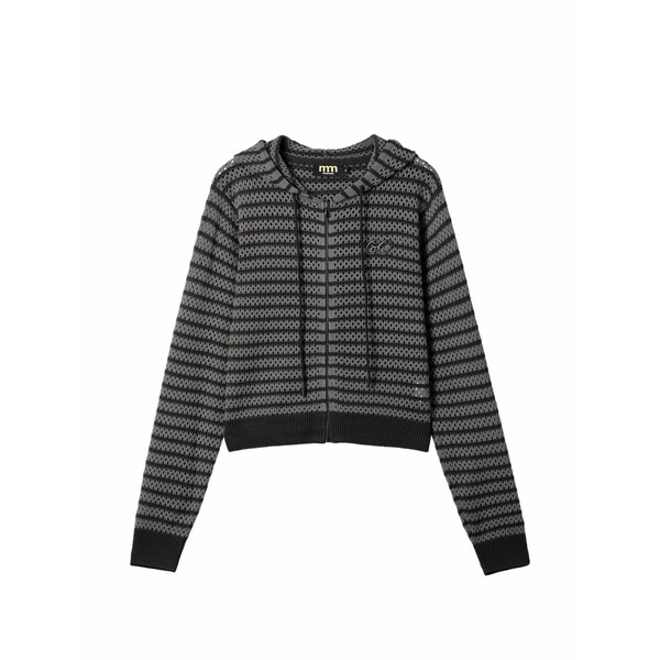 ミニ皮膚軟化剤 レディース ジレー アウター Striped hooded cardigan Grey