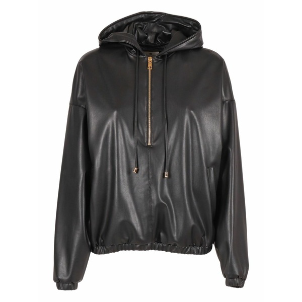 エリザベスフランキ レディース パーカー・スウェットシャツ アウター Half-zip hoodie Black