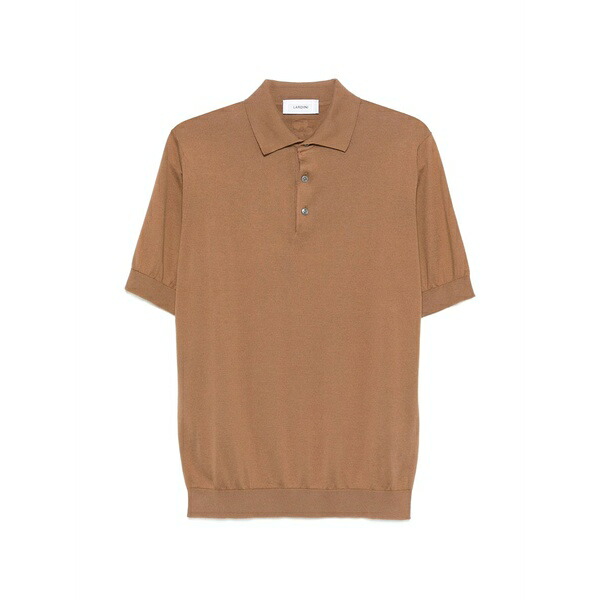 ラルディーニ メンズ スポーツシャツ トップス Button short-sleeve polo shirt Brown