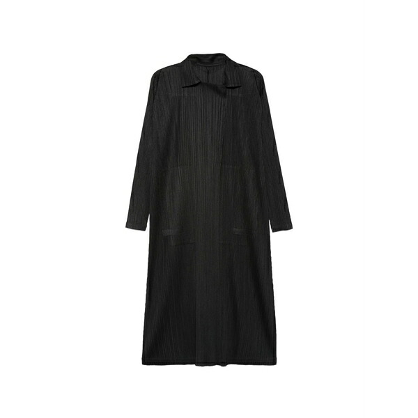 筋目 プリーズ イッセイ ミヤケ レディース 厚地の外套 アウター Pleated coat Black