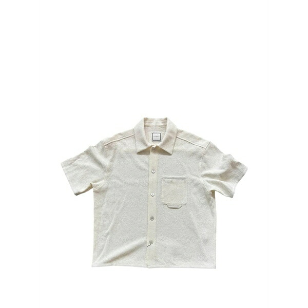 ウーヨンミ メンズ ティーシャツ トップス Textured-knit chest-pocket shirt Neutrals