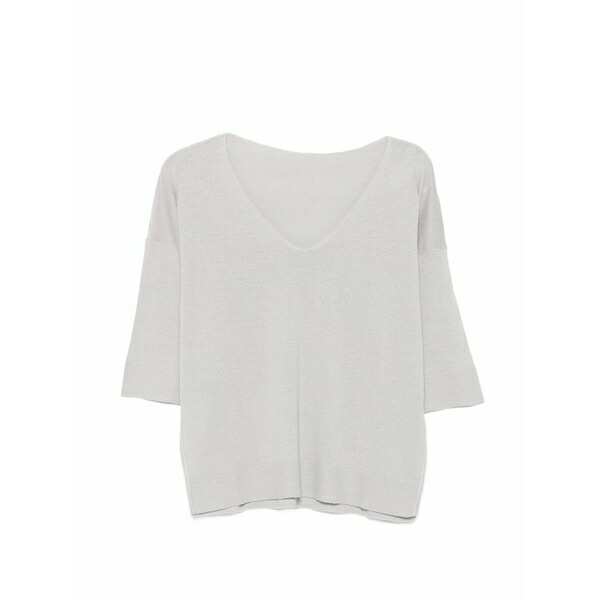 ル トリコット ペルー共和国ジャ レディース ティーシャツ トップス V-neck short-sleeve sweater Grey