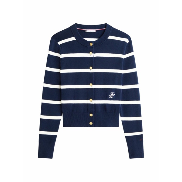 トミー ヒルフィガー レディース ジレー アウター Striped button-up cardigan Blue