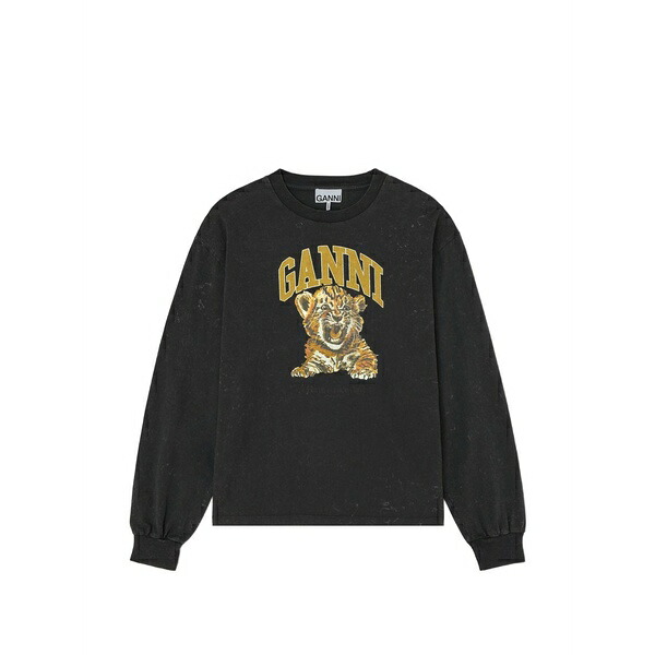 ガニー レディース ティーシャツ トップス Tiger-print long-sleeve t-shirt Black