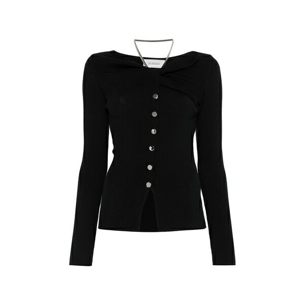 スポーツマックス レディース カーディガン アウター Button-up necklace-detail cardigan Black｜asty