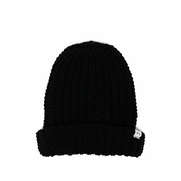 ミハラヤスヒロ メンズ 鳥打ち帽 付属物 Cable-knit beanie Black