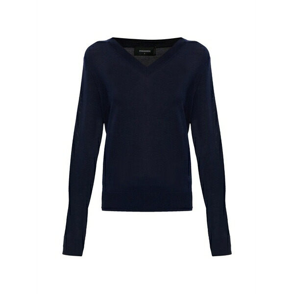 ディースクエアード レディース ティーシャツ トップス V-neck logo top Blue